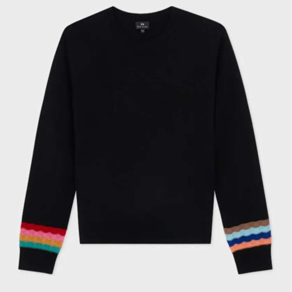 Paul Smith Black Sweather with colored stripes on the sleeve